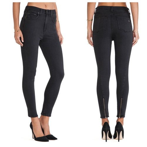 Justine Zipper Skinny Jeans Black Grey 