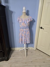 Derek Heart Xlarge Dress Womens Blue Floral Off The Shoulder