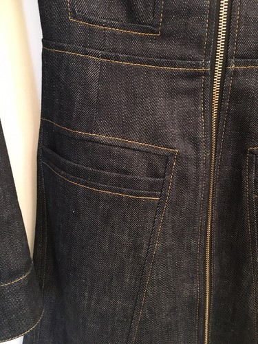 NWOT Derek Lam Dark Blue Denim Long Sleeve Trench Coat Jacket A Line Dress Sz 4 - Picture 5 of 11