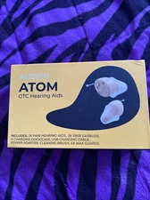  AUDIEN ATOM Rechargeable OTC Hearing Aid / Amplifier & Charger New Open Box