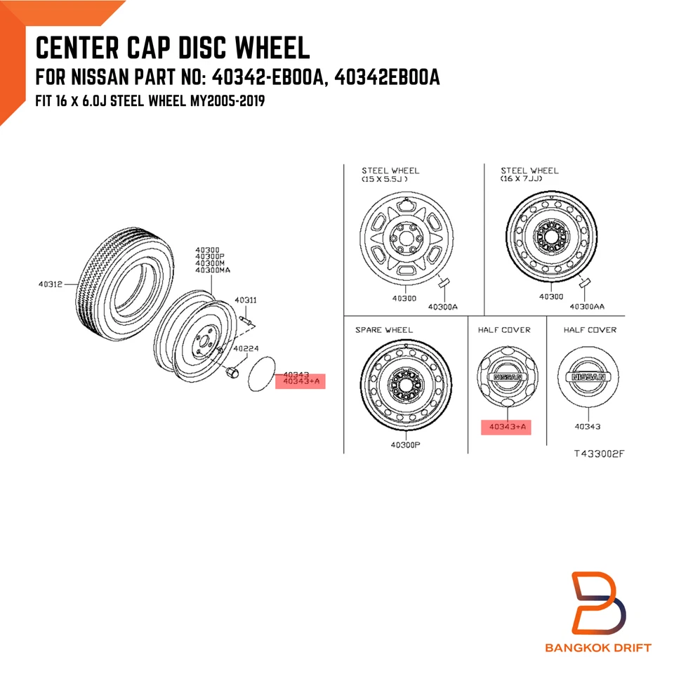CUBIERTA DISCO TAPA CENTRAL RUEDA PARA NISSAN FRONTIER D40 NP300 2005-2019 40342-EB00A Foto 2 de 4