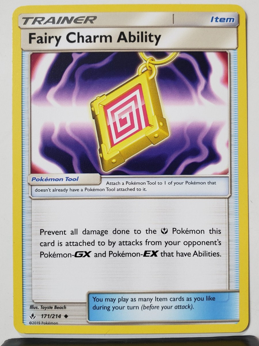 Fairy Charm Ability 171/214 Unbroken Bonds Sun Moon Pokemon Card $2 Shipping