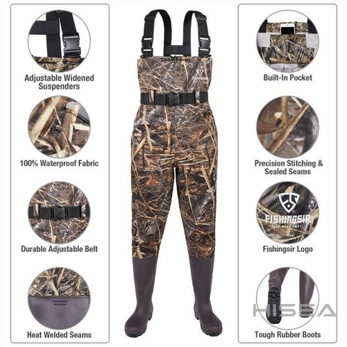 Fishingsir Camo 2-Ply Nylon PVC Waterproof Fishing Chest Waders (US Sz 7M / 9W) - Picture 3 of 10