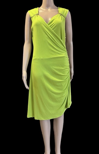Michael Kors size 10 knee length knit zippers dress, lime,poly spandex New $120 - Picture 5 of 10