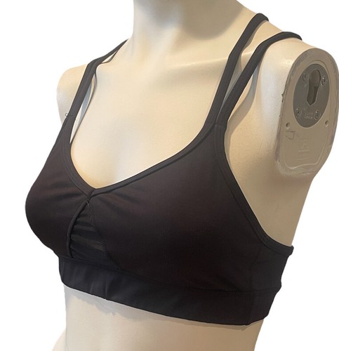 RVCA Women’s Size Small Black SPORTS BRA Mesh Inserts Racer Back VA Logo - Picture 3 of 6