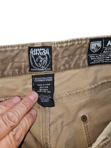 Kuhl Rydr Mens Sz 40x34 Vintage Patina Dye Ryder Hiking Pants Brown  - Picture 5 of 8