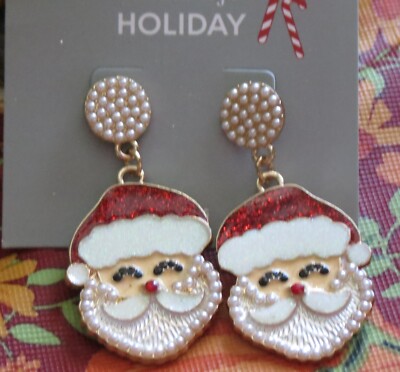 Hildie Jo Santa Claus Christmas Beaded Earrings by Hildie &Jo