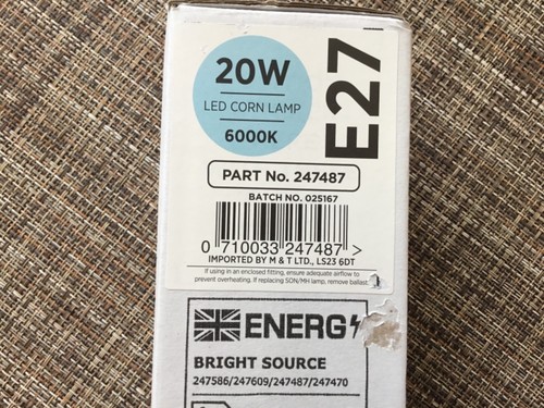 Bright Source 20w LED Corn Lamp 6000k daylight corn lamp bulb E27 IP64 - Picture 9 of 9