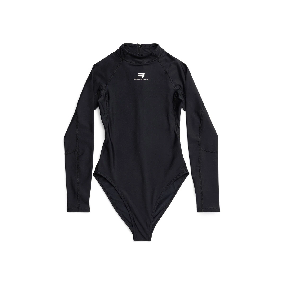 BALENCIAGA Race Long Sleeve Swimsuit Women s Black UK Size 8 XS