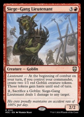 NM Siege-Gang Lieutenant, MTG, Modern Horizons 3, Magic the Gathering, 113