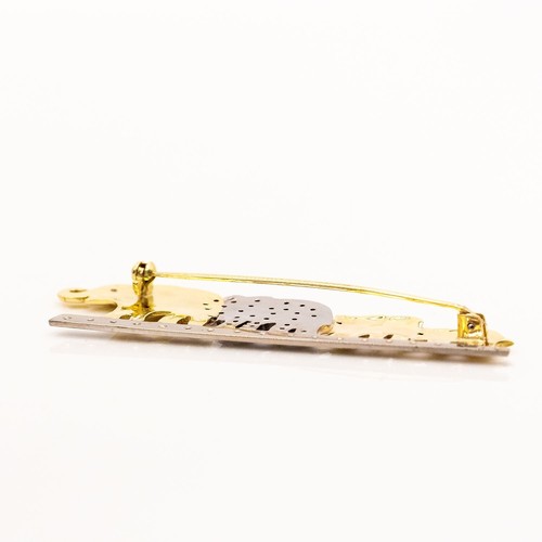 Spilla 18K Oro Giallo Oro Bianco Rubinn 0,2ct 50 Diamanti Circa 0,5ct - Valore - Foto 2 di 2