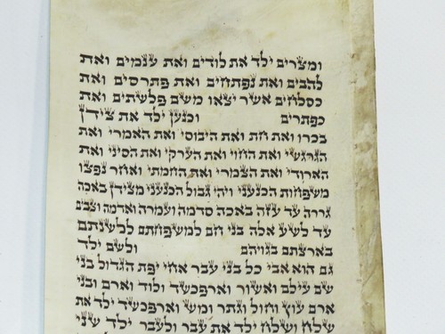 RARE TORAH SCROLL BIBLE MANUSCRIPT PARCHMENT FRAGMENT/LEAF 100 YRS OLD "Genesis" - Picture 12 of 14