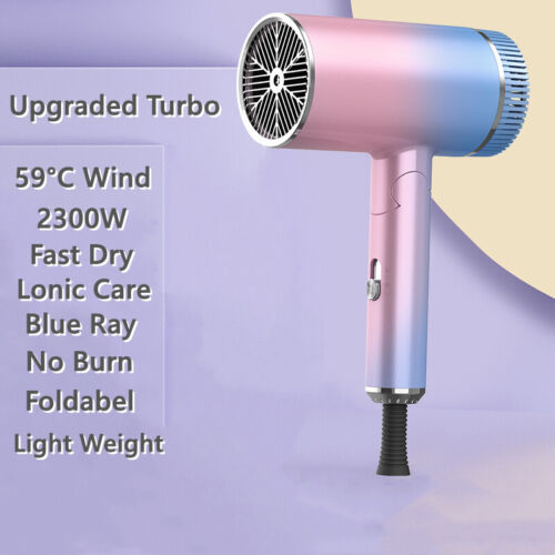 Hair Dryer Lightweight Blue Ray Lonic Hair Care Dryer 2300W High Speed No-Burn - Picture 4 of 32