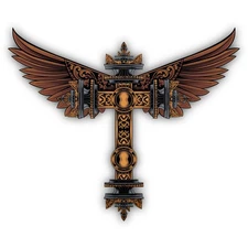 Classic Style Cross w/ Wings Cut To Shape Vinyl Sticker