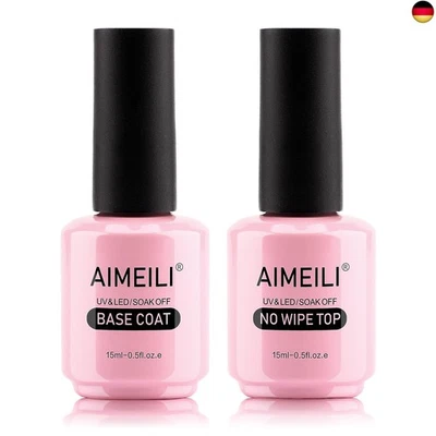 BESUCHE DEN AIMEILI-STORE AIMEILI 15ml Base Coat Top Coat UV LED Gel Nagellack Unterlack und Überlack