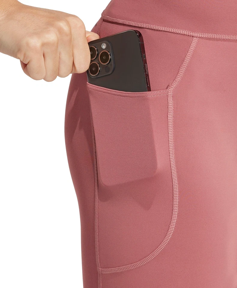 adidas DailyRun 3 Stripes Womens Running Tights Pink 7/8 Cropped Training Run - Image 3 of 4