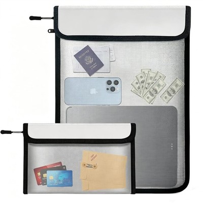 Fireproof Waterproof Document Bag Upgraded Two Pockets - 2000  Protection