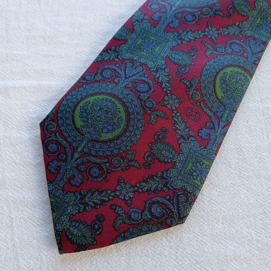 Gucci Necktie Tie 100% Silk Red Green All Paisley Pattern 3.5 inches From Japan thumbnail 22
