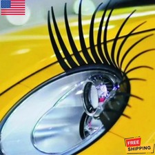 Black Car Front Light Lashes-2 Pcs-Headlight Eyelashes Accessories w/ 3M Sticker