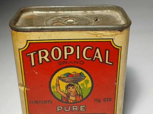 1930s Vintage TROPICAL GRAPHIC SPICE TIN Jewett Sherman Kansas City Missouri Tin - Bild 15 von 23