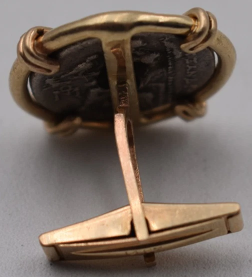 Alexander the great III AR Drachm 336-323 bc coin 14kt Gold cufflink - Image 3 of 4