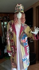 Upcycled  Vintage 40s  Handmade Quilt Coat &Cap  Boho OS-1X