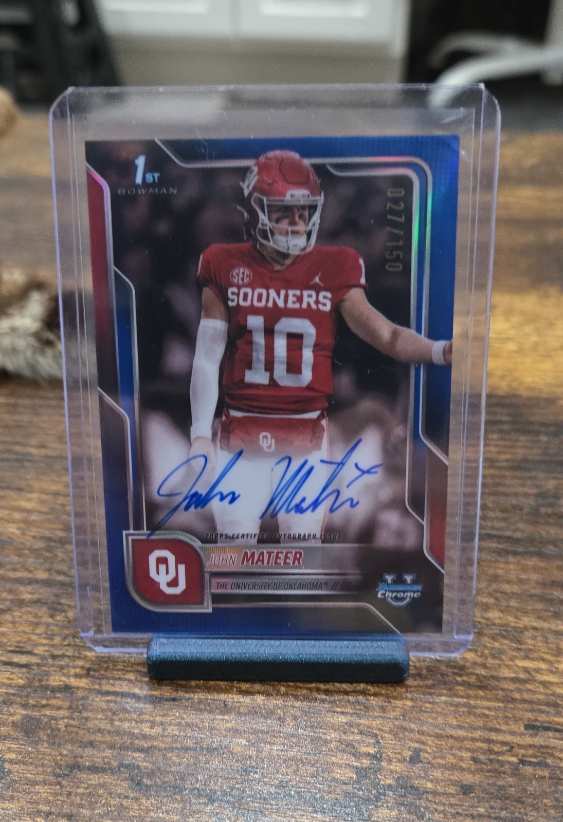 2025 Bowman U Chrome - John Mateer Auto #BCA-JM Blue Refractor /150 (AU, RC)