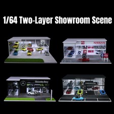 Diorama 1:64 Car Showroom Model LED Lighting City Garage Parking Lot Scene Model