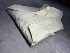 Vintage Mesquite Western Shirt Mens 16x34 Ivory Gold Stripe Pearl Snap Cowboy US