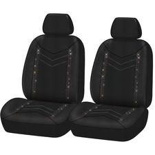 Universal Fit Rainbow Crystal Faux Leather Car Seat Cover Set Of 2 Fit For Car