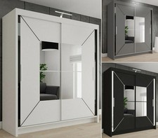 Modern Bedroom Double Sliding Door Wardrobe with 3 COLOURS 4 SIZES