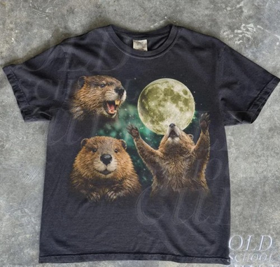 #ad Beaver Moon Vintage Graphic T Shirt Retro Retro Wildlife Animal Tee Gift for $6.80