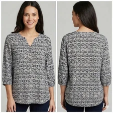 Rebecca Malone Plus 1X Geometric V-Neck Tunic Blouse Women’s