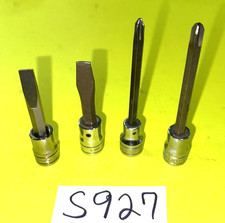 SNAP-ON TOOLS 4 PIECE 3/8 DRIVE STANDARD FLAT TIP & LONG PHILLIPS SOCKET DRIVERS