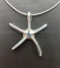 Sterling Silver 925 Starfish Pendant Necklace, Snake Chain 16  