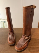 Vtg W. C.  Russell Moccasin Snake Proof Boots 18" Gro Cord Mens 10