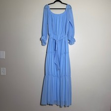 FAERIESTY Sky Blue Chiffon Tiered Maxi Dress Plus Size 4XL Boho Cottagecore