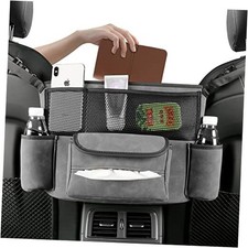 Car Purse Holder with Multi-Pocket Storage Bag, Removable Inner Liner, Gray