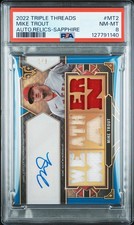 2022 TOPPS TRIPLE THREADS - MIKE TROUT - RELIC - AUTO - /3 - #TTAR-MT2  PSA