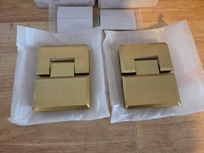 U.S. Horizon Hinge 180° Glass to Glass Satin Brass HP180GTGASB Adjustable 2 Pcs