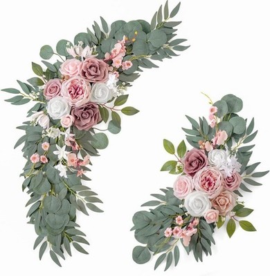 Wedding Arch Flowers Pack of 2 Artificial Dusty Rose Flower Welcome Signs New