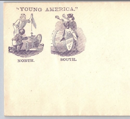 Civil War Patriotic Cover Young America North South Cartoon 1860s Envelope