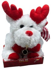 Musical Singing Light-Up Plush Reindeer With Red Antlers Scarf READ