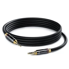 3.5mm AUX Cable 4 Ft (Real Hi-Fi Sound-Silver Plated Copper-Spring SR-Shielde...