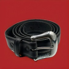 1996 Tony Lama Longhorn Black Leather Belt 0203L Men s Silver Buckle Size 48