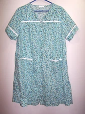 EKOUAER Snap Front Floral Knee Length House Coat Lightweight Pockets Size XL