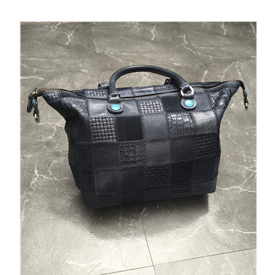 Gabs Patchwork Leder Schultertasche Dunkelblau Türkise Details , Reißverschluss