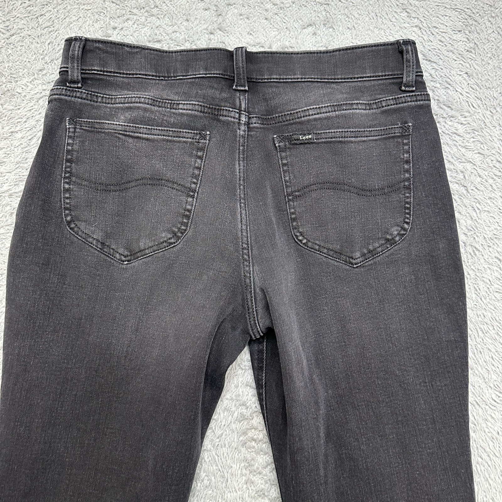 Lee Jeans Womens 12 Petite Black Slim Fit Straight Leg Mid Rise Sculpting image 5
