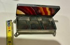 Antique Silver Plated Banded Agate Triple Stamp Box Desktop / repurpose Pill Box — photo 2