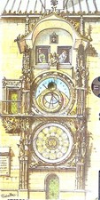 1994 Prague Astronomical Clock Postcard Old Town Hall Czech Republic Mailed
